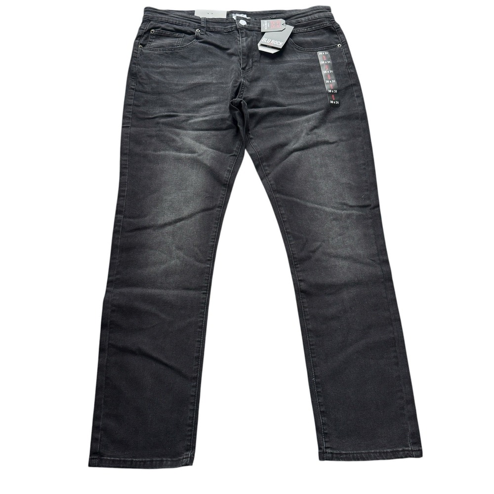 NWT‎ Blu Rock Flex Jeans Straight Leg Black 38x31